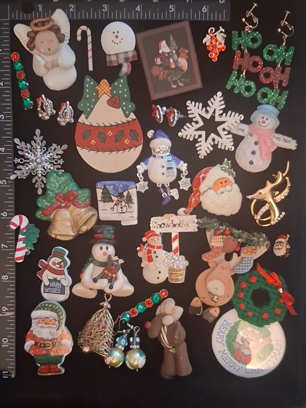 Assorted Holiday Brooch Collection - Green, Red, White Accents